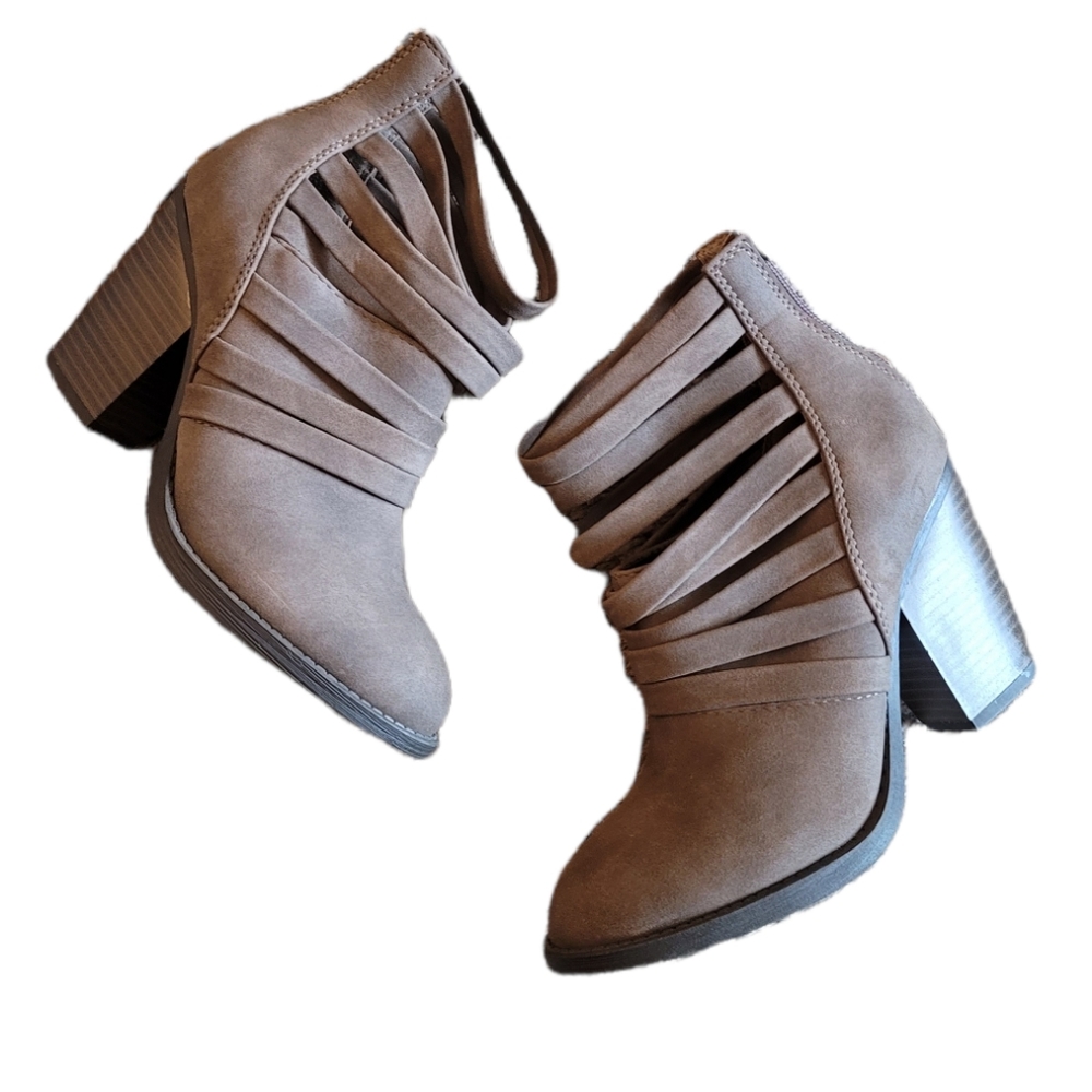 Soda Brown Strappy Ankle Bootie 6